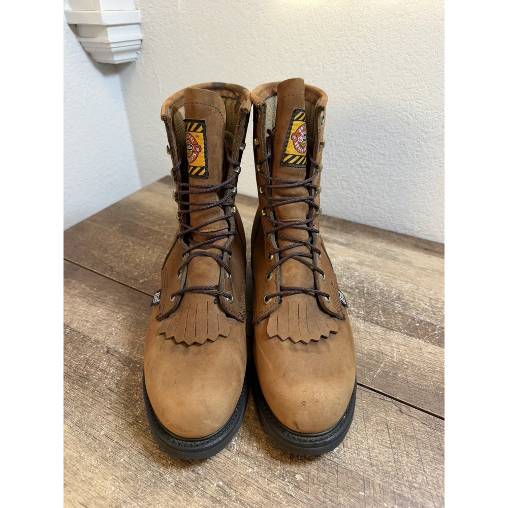 Justin Conductor Work Boots 8" Electrical Soft Toe Work 760 USA Mens Sz 10 EE - Picture 3 of 10